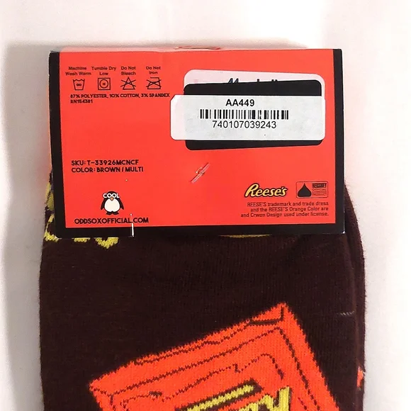 Odd Sox "Trick or Treat" Reese's Peanut Butter Cup Crew Socks NWT Sizes 8-12 - Picture 4 of 4